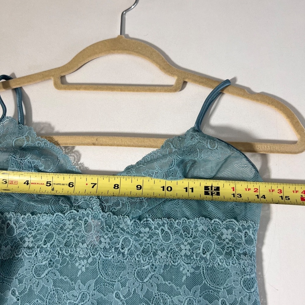 Victoria's Secret Baby Doll Lace Camisole Women M Teal Sheer Floral Fairy Y2K - Picture 5 of 7